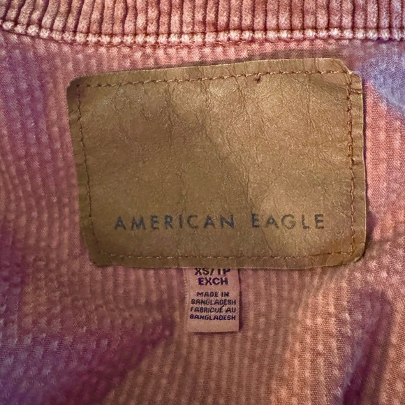 American Eagle Small Crop Top Jacket Corduroy Burnt Sienna Button Collar Sz XS - Picture 4 of 7